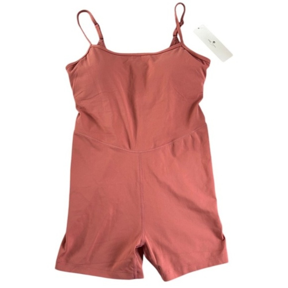 Crz Yoga Bodysuit Womens Size XL (14) Pink Romper One Piece Suit Shorts Tank Top